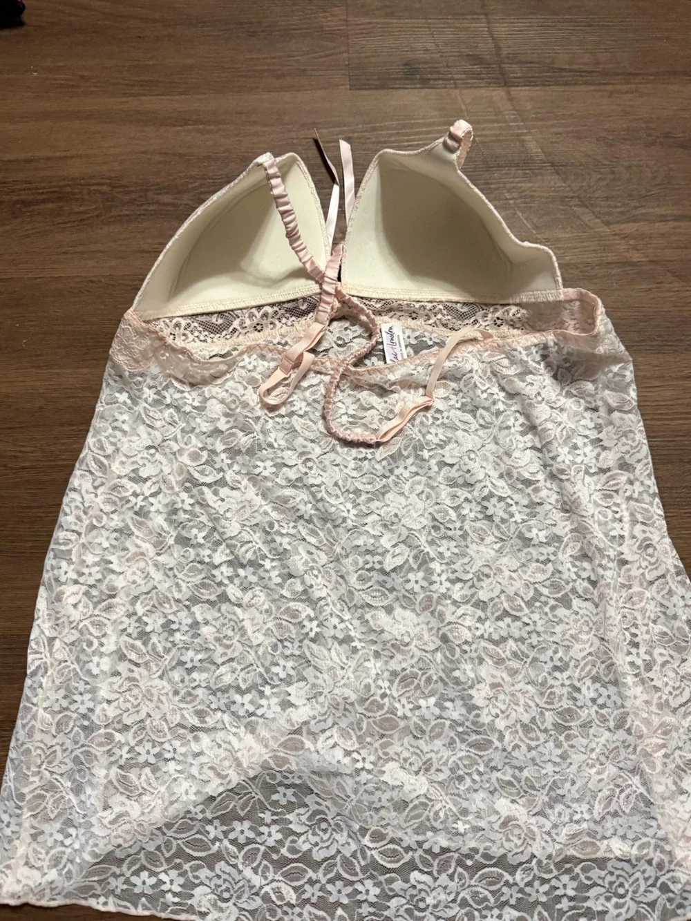 Delicate Lace Chemise Slip in Light Pink